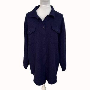 Simply Southern Quilted Shacket Size L Navy Blue Button Up Shirt Jacket Casual